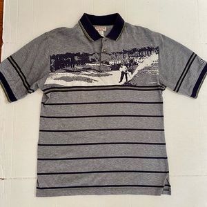 Munsingwear Golf Men M Polo Shirt in GrayBlue/Navy/Cream